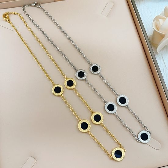 Bvlgari Two-tone Black Shell Coin Necklace
