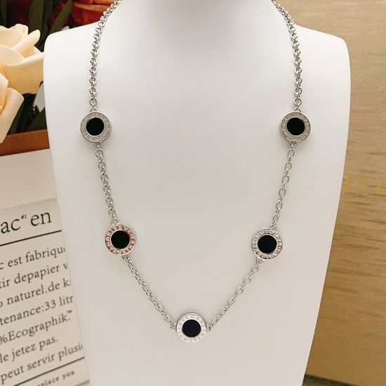 Bvlgari Silver Mother of Pearl Coin Necklace