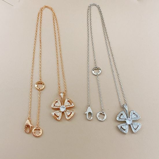 Bvlgari Diamond Inlaid Flower Pendant Necklace