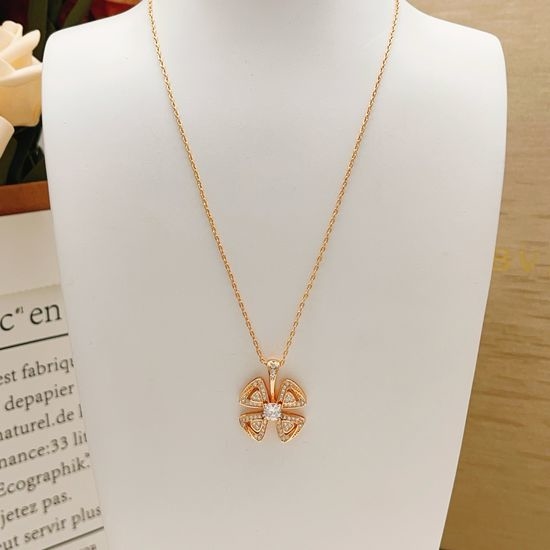 Bvlgari Rose Gold Diamond Flower Necklace