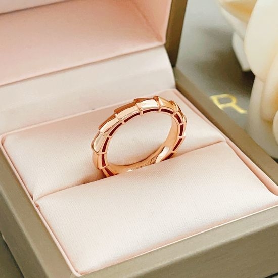 Bvlgari Rose Gold Polished Snake Bone Ring