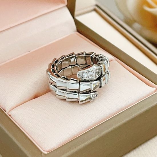 Bvlgari Silver Three Coil Snake Ring
