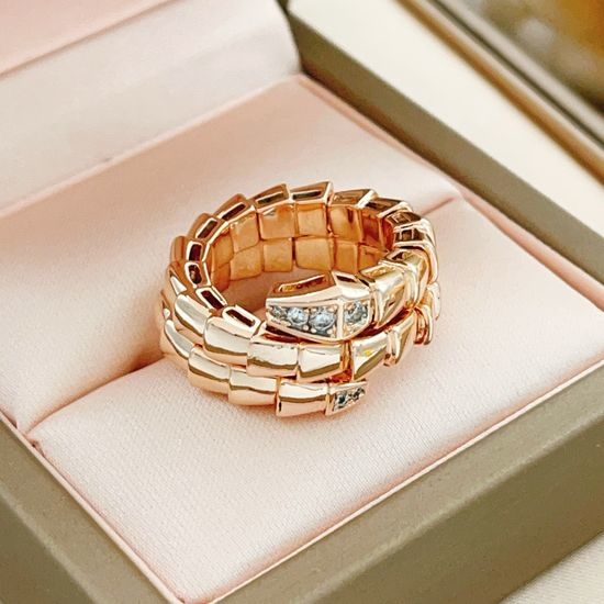 Bvlgari Rose Gold Three Coil Snake Ring