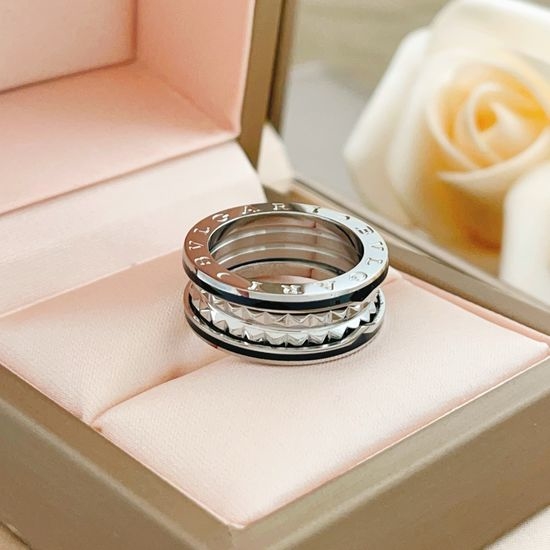 Bvlgari Silver Rivet Spring Fashion Ring