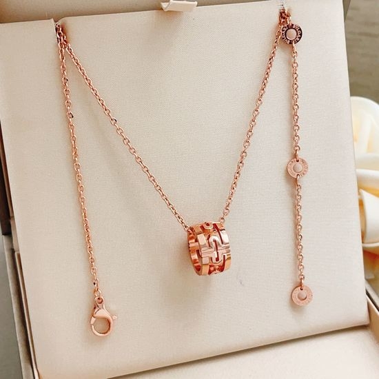 Bvlgari Rose Gold Paperclip Pendant Necklace