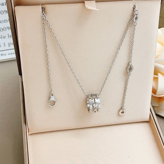 Bvlgari Silver Paperclip Pendant Necklace