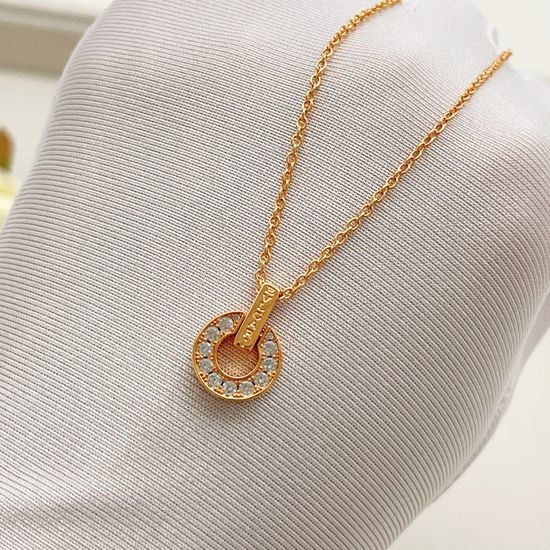 Bvlgari Rose Gold Diamond Coin Pendant Necklace