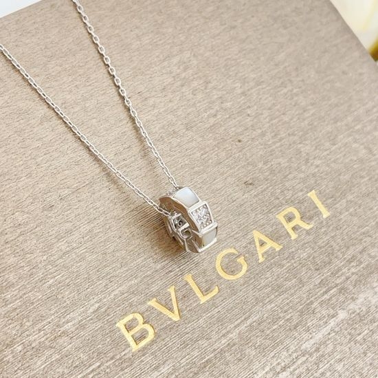 Bvlgari Diamond Encrusted Silver Snake Bone Necklace