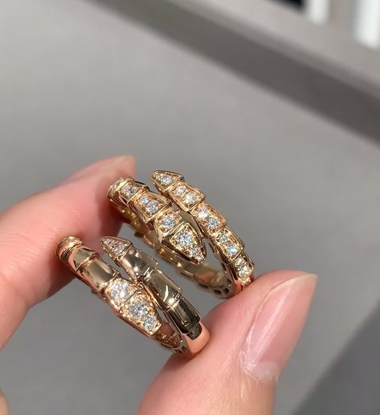 Bvlgari Diamond Snake Bone Ring