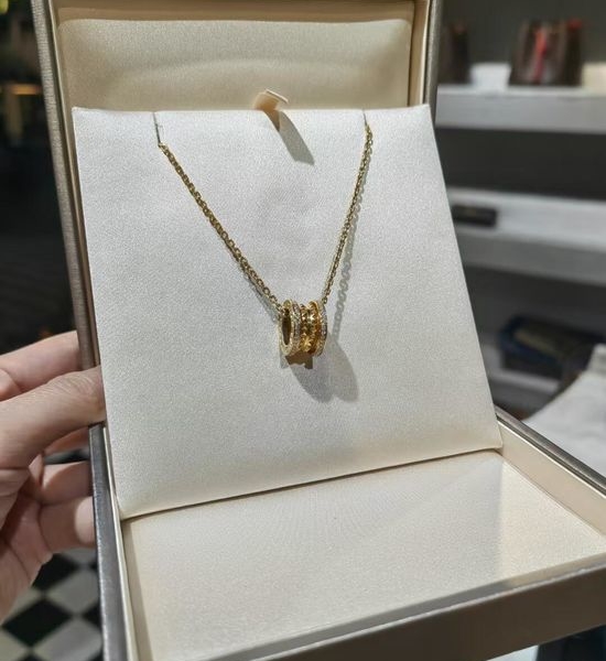 Bvlgari Diamond Accent Riveted Pendant Necklace