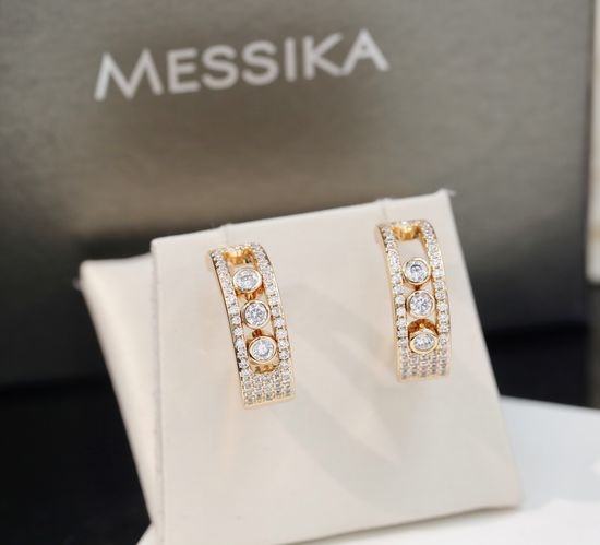 Messika Three Diamond Moving Stud Earrings