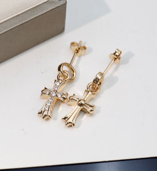Chrome Hearts Cross Inlaid Diamond Stud Earrings